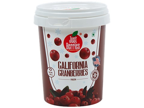 Just Berries Frozen California Cranberries - Rich In Antioxidants & Minerals, 250 g
