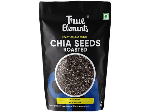 True Elements Roasted Chia Seeds - Iron & Fibre Rich, May Help In Weight Loss, 125 g