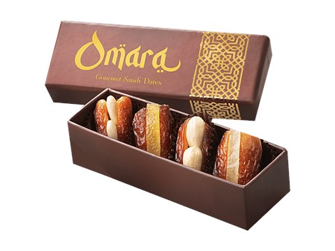 Omara Gourmet Saudi Dates - Assorted Flavours Filled Medjool Dates, Rich Flavour, Taste & Texture, T4, 120 g