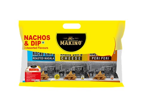 Makino Nacho Chips - Assorted Flavours, With Dip, 220 g