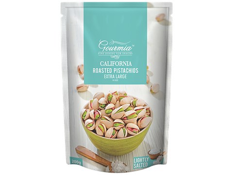 Gourmia Pistachios - Roasted, California, Lightly Salted, Extra Large, 200 g