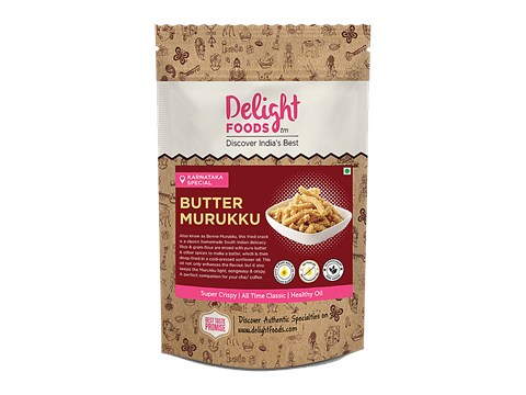 Delight Foods Butter Murukku - Cold Pressed Sunflower Oil Fried, 200 g