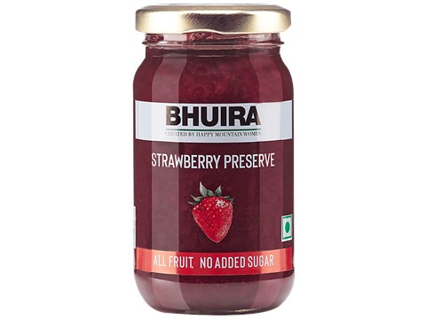 BHUIRA  Strawberry Preserve - No Added Sugar, Preservatives, Flavour, 240 g