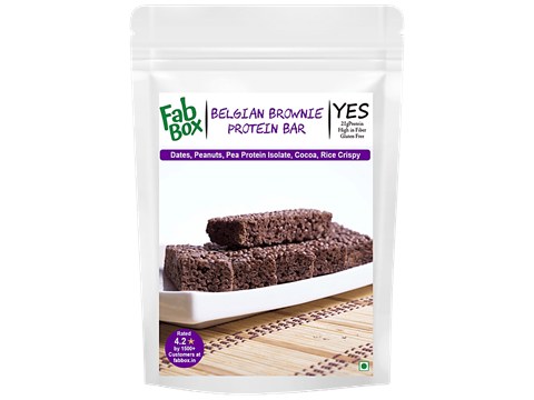 Fabbox Belgian Brownie Protein Bar - Crunchy, High-fiber, Workout-snack, Diet-friendly, 200 g