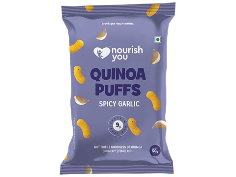 Nourish you Spicy Garlic Quinoa Puffs, 50 g