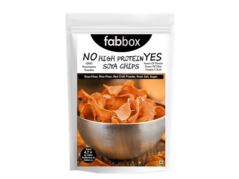 Fabbox High Protein Masala Soya Chips - Healthy Snack, Gluten-Free, Vegan, 210 g
