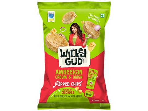 WickedGud Chickpea Popped Chips - Amreekan Cream & Onion, 20 g