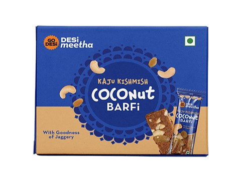 GO DESi Kaju Kishmish Coconut Barfi With Jaggery, 96 g