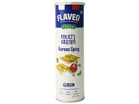 Flaveo Korean Spicy Multi Grain Chips, 120 g