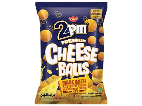2PM Snacks Premium Cheese Balls With Butterfly Corn & Cheddar Cheese, 60 g