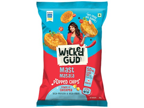 WickedGud Chickpea Popped Chips - Mast Masala, 20 g