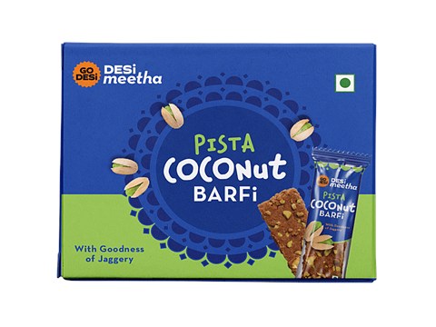 GO DESi Pista Coconut Barfi With Jaggery, 96 g