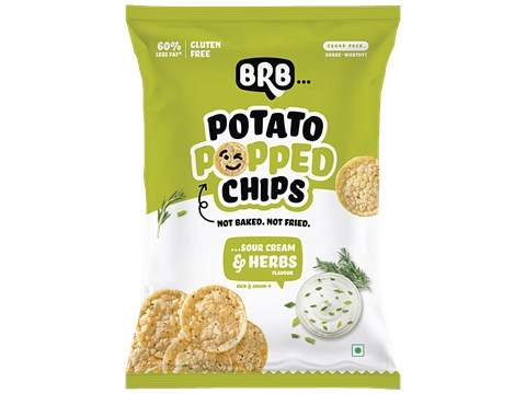 BRB Potato Popped Chips - Sour Cream & Herbs Flavour, 48 g