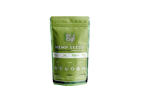 Cure by Design Hemp Seed Raw & Toasted With Himalayan Pink Salt - Rich In Omega Fatty Acids, Supports Cardiovascular Health, 250 g