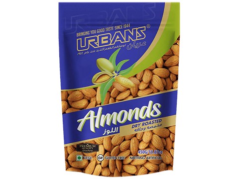 URBANS STANISLAUS Dry Roasted Almonds - Rich In Protein & Dietary Fibre, 450 g