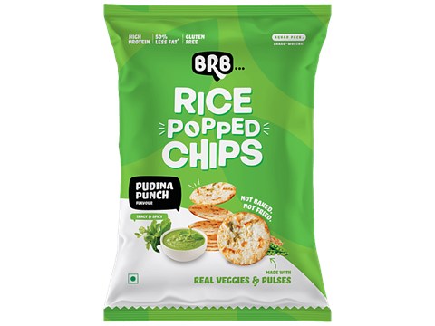 BRB Rice Popped Chips - Pudina Punch Flavour, 48 g