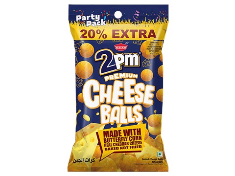 2PM Snacks Premium Cheese Balls With Butterfly Corn & Cheddar Cheese, 120 g