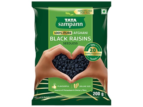 Tata Sampann Afghani Black Raisins/Kali Kishmish - Seedless, 200 g