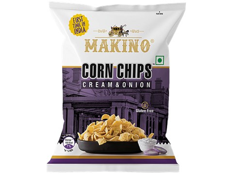 Makino Corn Chips - Cream & Onion, Gluten Free, 60 g