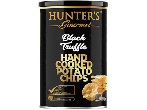 Hunter's Gourmet Hand Cooked Potato Chips - Black Truffle, Vegan, Earthy & Nutty Flavour, 150 g