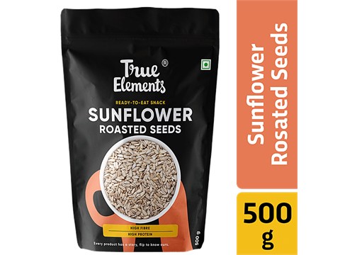 True Elements Roasted Sunflower Seeds - Rich In Protein & Fibre, 500 g