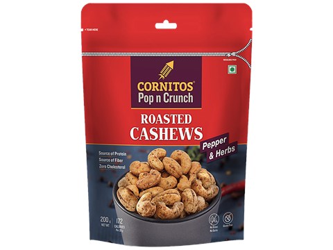 Cornitos Pepper & Herbs Roasted Cashews, 200 g