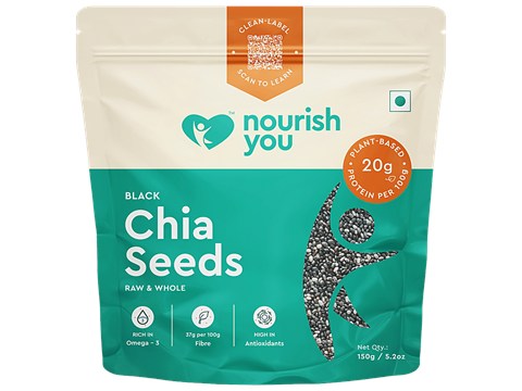 Nourish you Black Chia Seeds - Gluten Free, 150 g