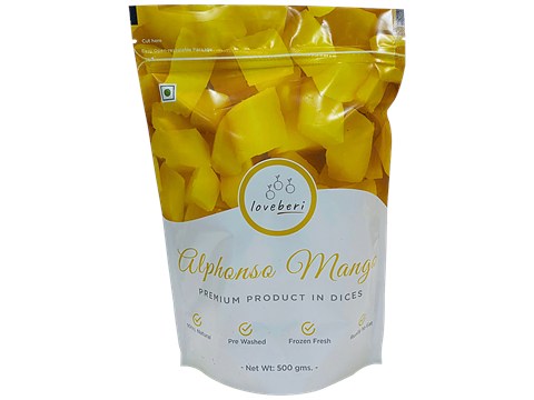 Loveberi Mango Dices - Natural, Frozen Fresh, 500 g