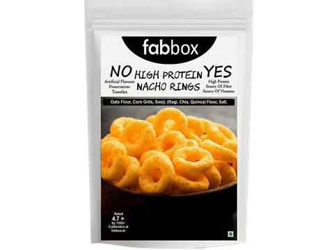 Fabbox High Protein Nacho Rings - Cheese, Roasted Healthy Snack, 160 g