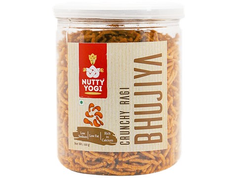 Nutty Yogi Crunchy Ragi Bhujiya - Rich In Calcium & Protein, Namkeen, 150 g