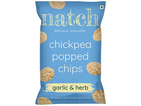 Natch Chickpea Popped Chips - Garlic & Herb, Natural, Plant Based, Gluten Free, 55 g