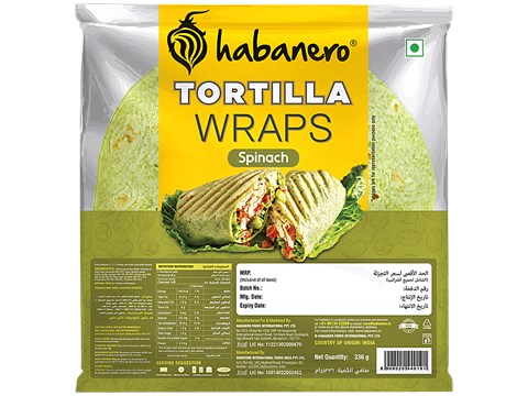 Habanero Spinach Tortilla Wraps, 6 pcs