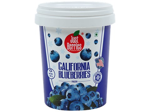 Just Berries Frozen California Blueberries - Rich In Antioxidants & Minerals, 250 g