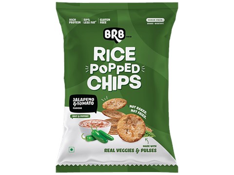 BRB Rice Popped Chips - Jalapeno & Tomato Flavour, 48 g