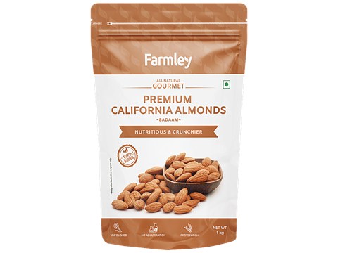 Farmley Premium California Almonds - Rich In Protein, Unpolished, No Adulteration, 1 kg