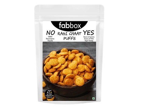 Fabbox Ragi Chaat Puff - Roasted Healthy Snack, Weight Management, Gluten-Free, Vegan, 55 g