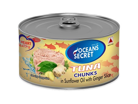 Ocean Secret Tuna Chunks - In Sunflower Oil With Ginger Slice, 180 g