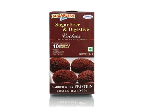 Sugarless Bliss Sugar Free & Digestive Cookies - Chocolate & Black Currant, 100 g