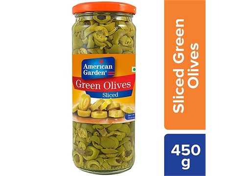 American Garden Olives - Green, Sliced, Drained 15.8oz, 450 g