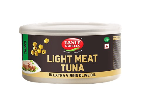 Tasty Nibbles Light Meat Canned Tuna Chunks - In Extra Virgin Olive Oil, 185 g