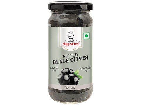 HappyChef Pitted Black Olives, 220 ml