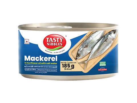 Tasty Nibbles Mackerel In Sunflower Oil With Salt Water, 185 g