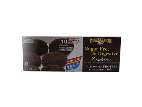 Sugarless Bliss Sugar Free & Digestive Cookies - Chocolate & Blackcurrants, 200 g