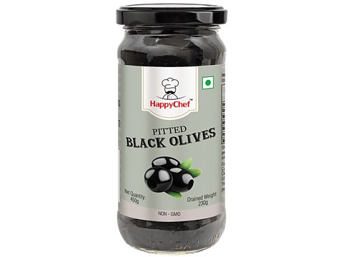 HappyChef Pitted Black Olives, 450 g