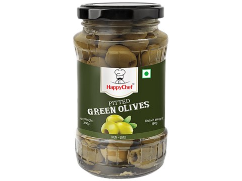 HappyChef Pitted Green Olives, 360 g