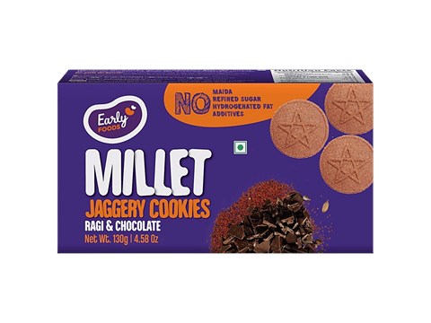Early Foods Jaggery Millet Cookies - Ragi & Chocolate, No Preservatives & Additives, 130 g