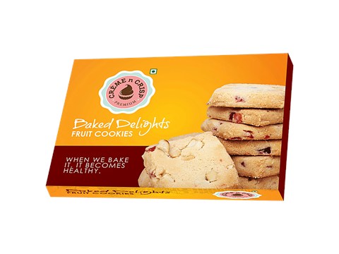 Creme N Crisp Fruit Cookies - Baked Delights, Premium, Crunchy Snack, 270 g