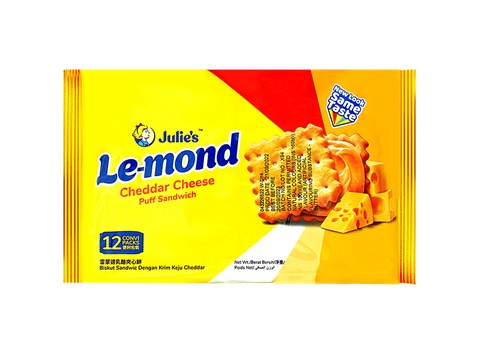 Julie's Le-Mond Cheddar Cheese Puff Sandwich Biscuit, 180 g