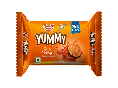 Anmol Yummy Sandwich Biscuits - Orange, 28 g