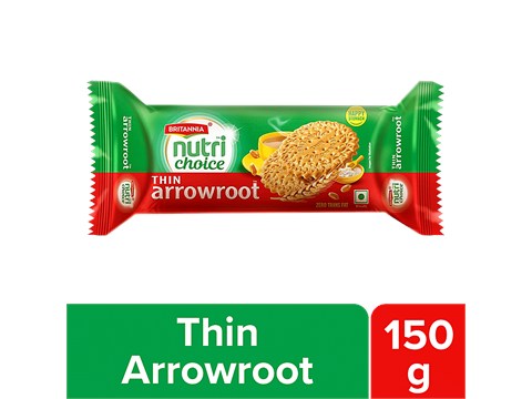 Britannia Nutri Choice Thin Arrowroot Biscuits, 150 g